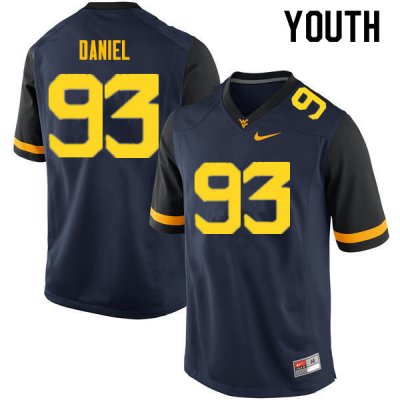 Youth West Virginia Mountaineers NCAA #93 Matt Daniel Navy Authentic Nike Stitched College Football Jersey XI15G47KC